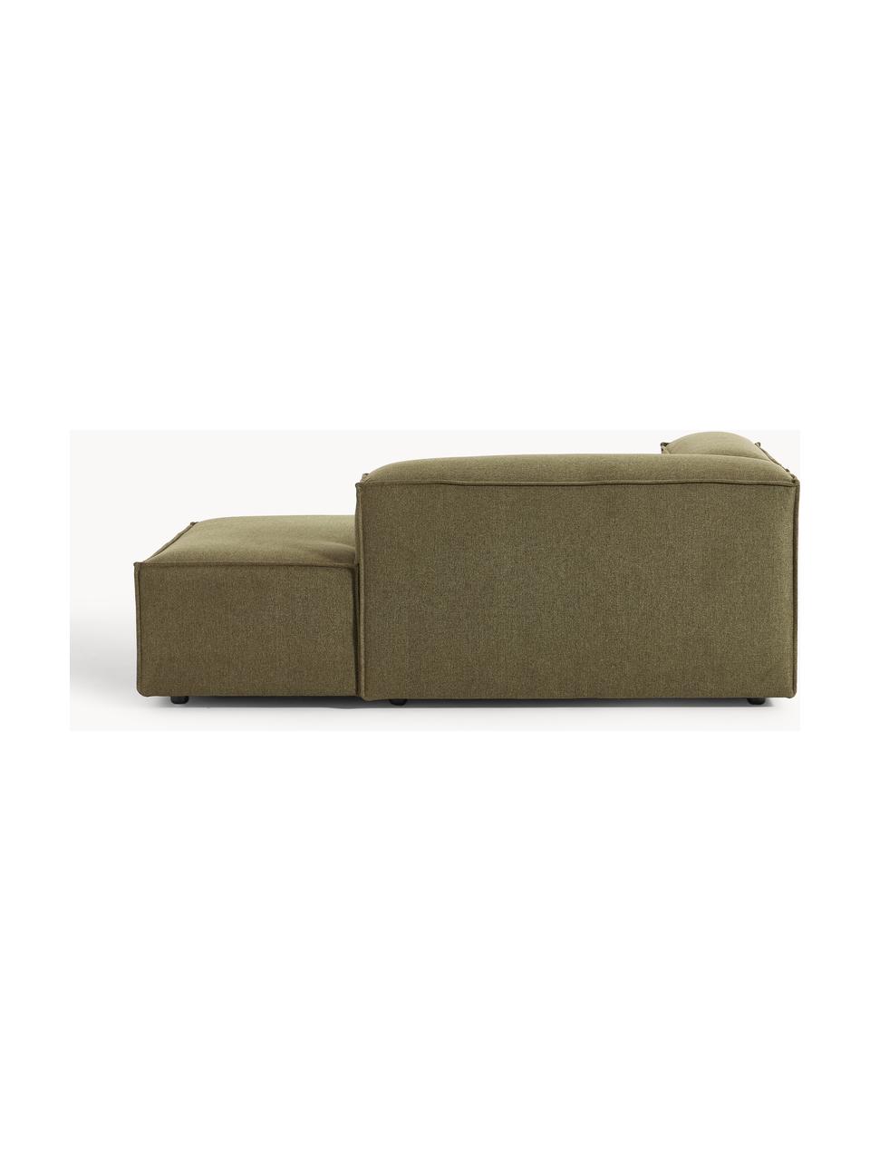 Chaise longue hoekmodule Lennon, Bekleding: 100% polyester De slijtva, Frame: massief grenenhout, multi, Poten: kunststof Dit product is , Geweven stof olijfgroen, B 119 x D 180 cm, hoekdeel rechts