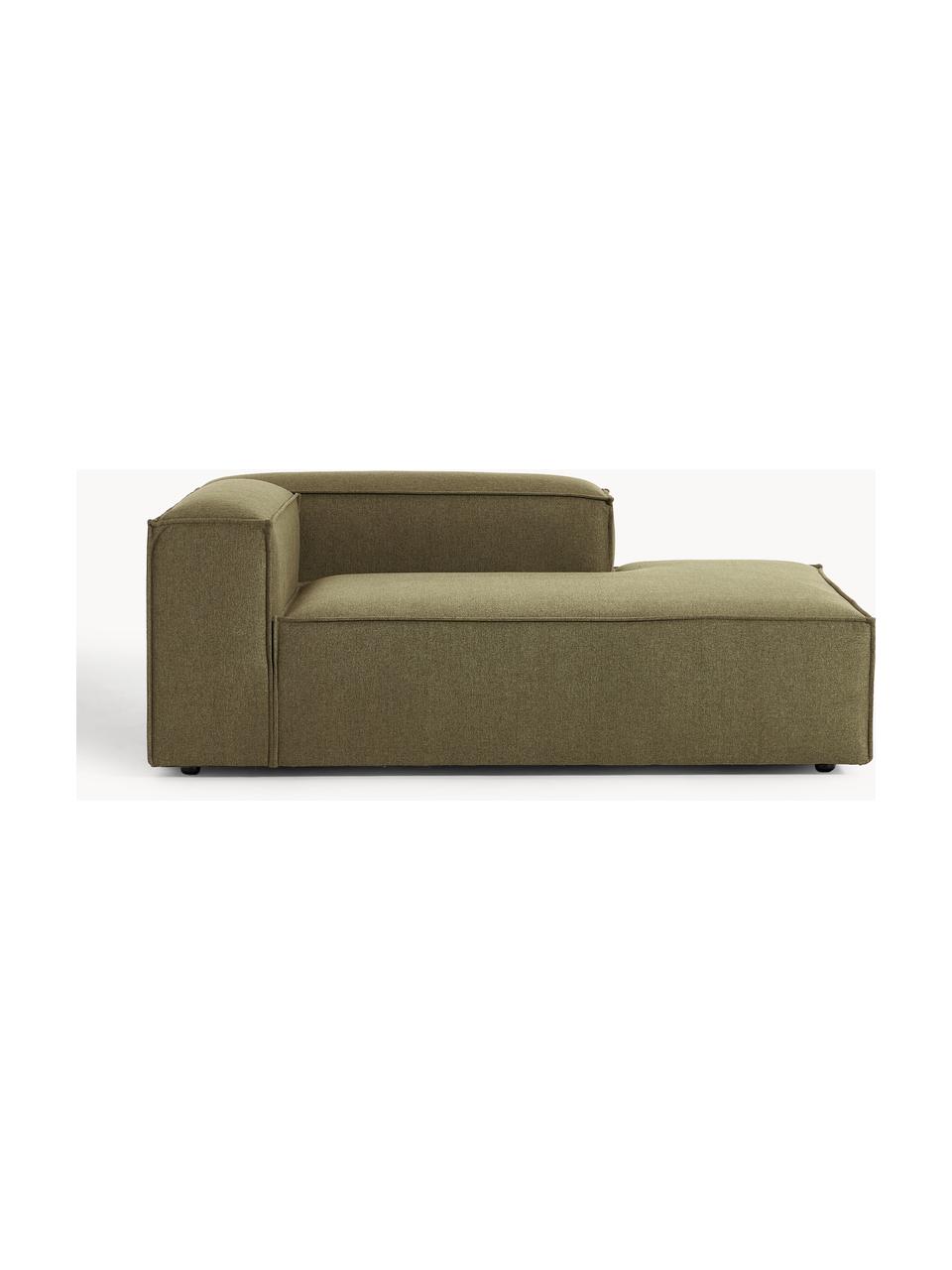 Chaise longue hoekmodule Lennon, Bekleding: 100% polyester De slijtva, Frame: massief grenenhout, multi, Poten: kunststof Dit product is , Geweven stof olijfgroen, B 119 x D 180 cm, hoekdeel rechts