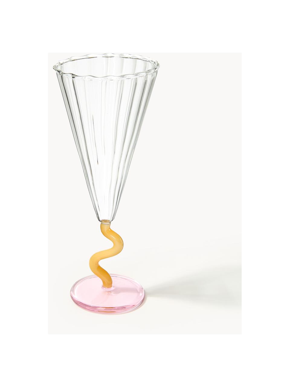 Flute da champagne fatti a mano Curve 2 pz, Vetro, Trasparente, giallo chiaro, rosa chiaro, Ø 8 x Alt. 21 cm, 180 ml