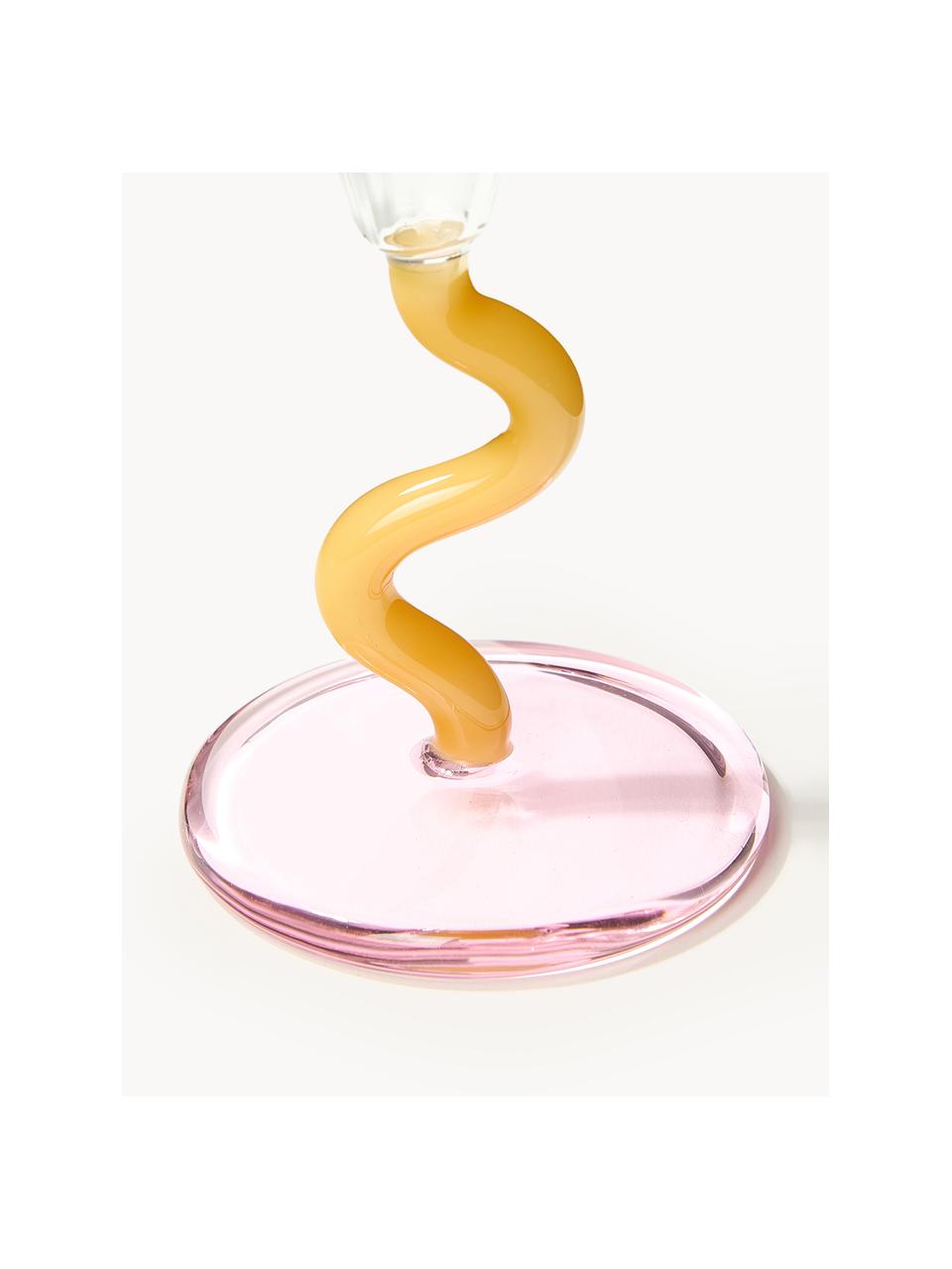 Flute da champagne fatti a mano Curve 2 pz, Vetro, Trasparente, giallo chiaro, rosa chiaro, Ø 8 x Alt. 21 cm, 180 ml