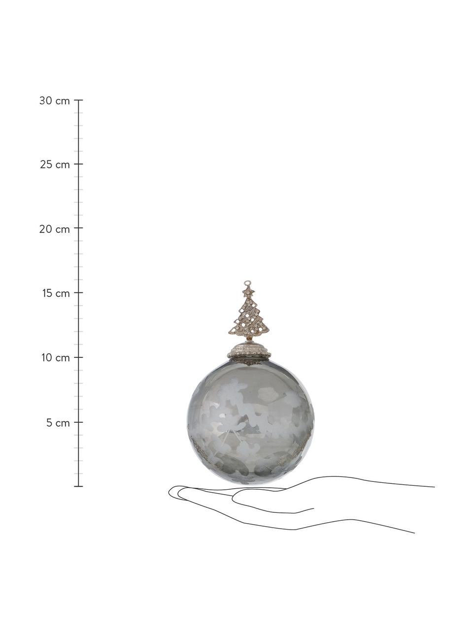 Boule de Noël Mirasola, 4 élém., Gris, transparent, couleur argentée, Ø 10 x haut. 16 cm
