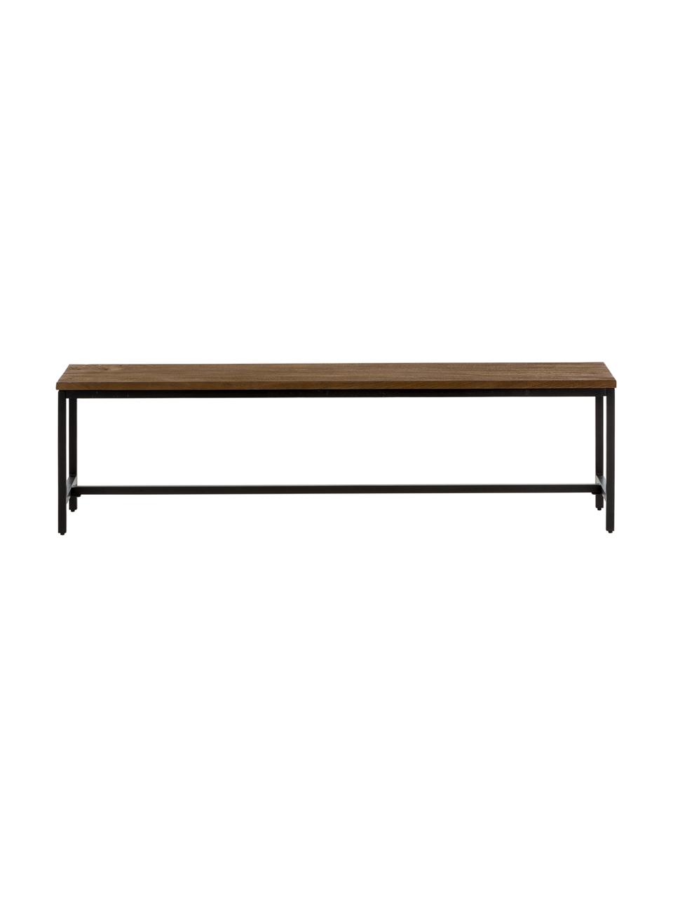 Banco de madera maciza Raw, Asiento: madera de mango maciza, c, Estructura: hierro, pintado en polvo, Madera de mango, negro, An 177 x Al 47 cm