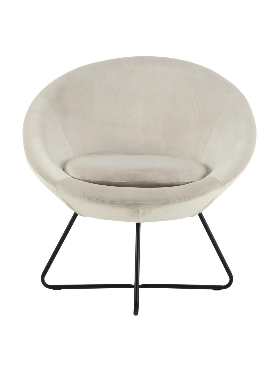 Poltrona in velluto Center, Rivestimento: velluto di poliestere Con, Struttura: metallo verniciato a polv, Velluto sabbia, Larg. 82 x Alt. 71 cm
