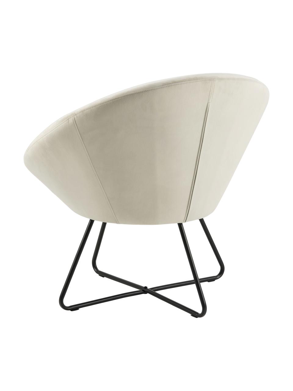 Fluwelen fauteuil Center in zandkleur, Bekleding: polyester fluweel Met 25., Frame: metaal, gepoedercoat, Fluweel zandkleurig, B 82  x D 71 cm