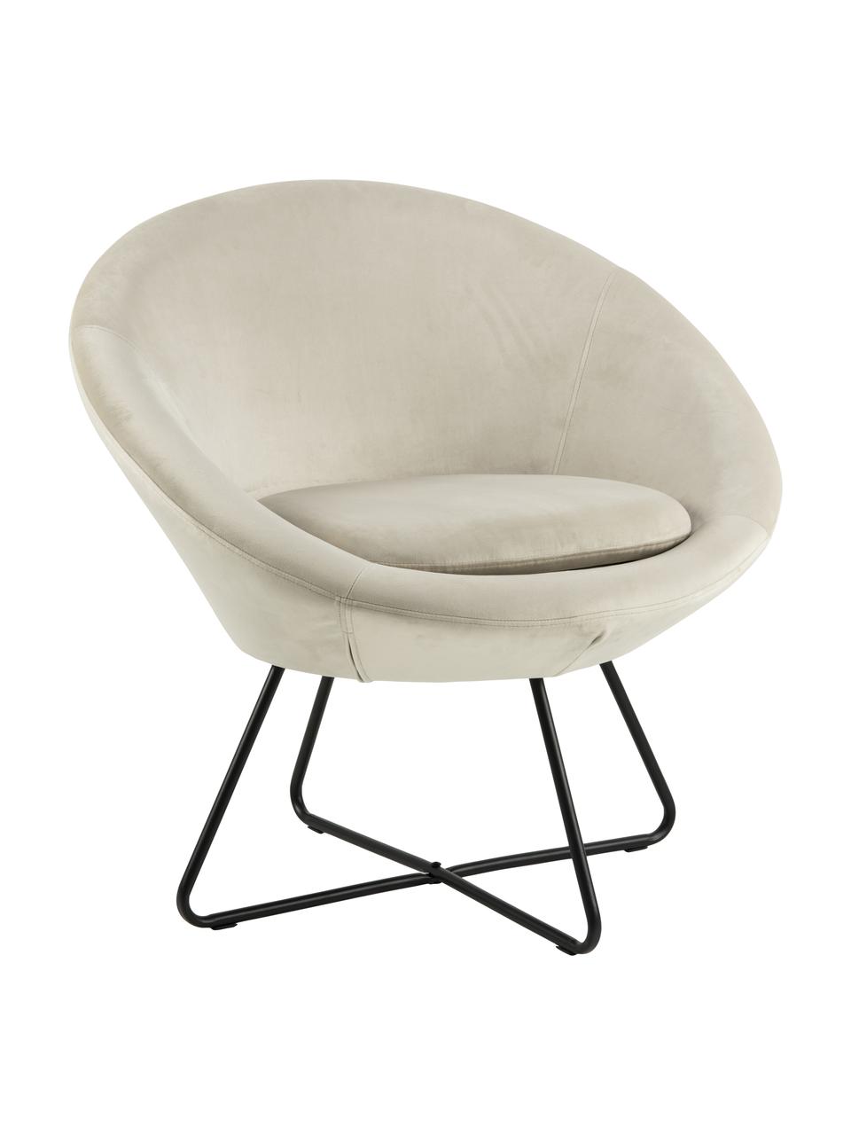 Sillón cóctel de terciopelo Center, Tapizado: terciopelo de poliéster A, Estructura: metal con pintura en polv, Terciopelo color arena, An 82 x F 71 cm