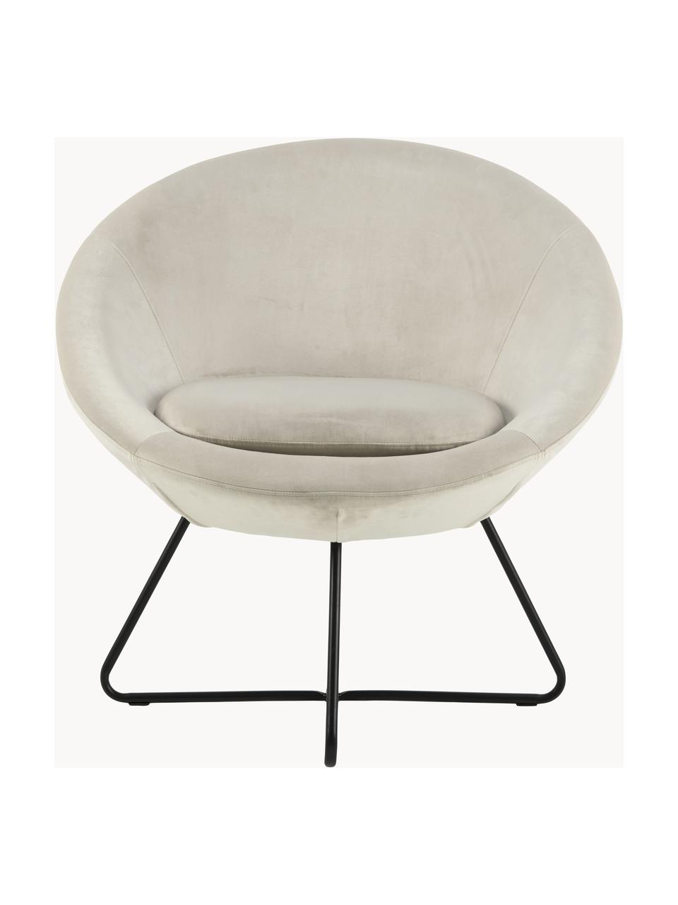 Fauteuil cocktail en velours Center, Velours beige clair, larg. 82 x prof. 71 cm