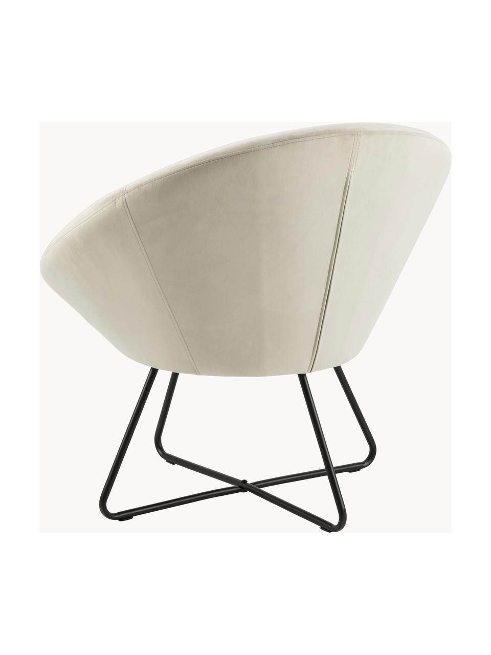 Fauteuil cocktail en velours Center, Velours beige clair, larg. 82 x prof. 71 cm