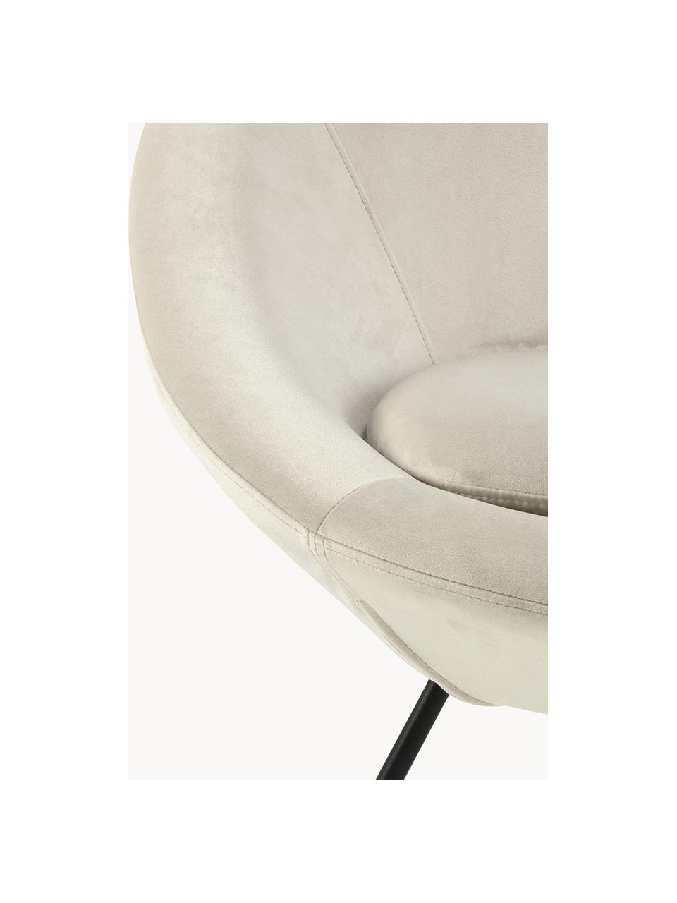 Sillón cóctel de terciopelo Center, Tapizado: terciopelo de poliéster A, Estructura: metal con pintura en polv, Terciopelo beige claro, An 82 x F 71 cm