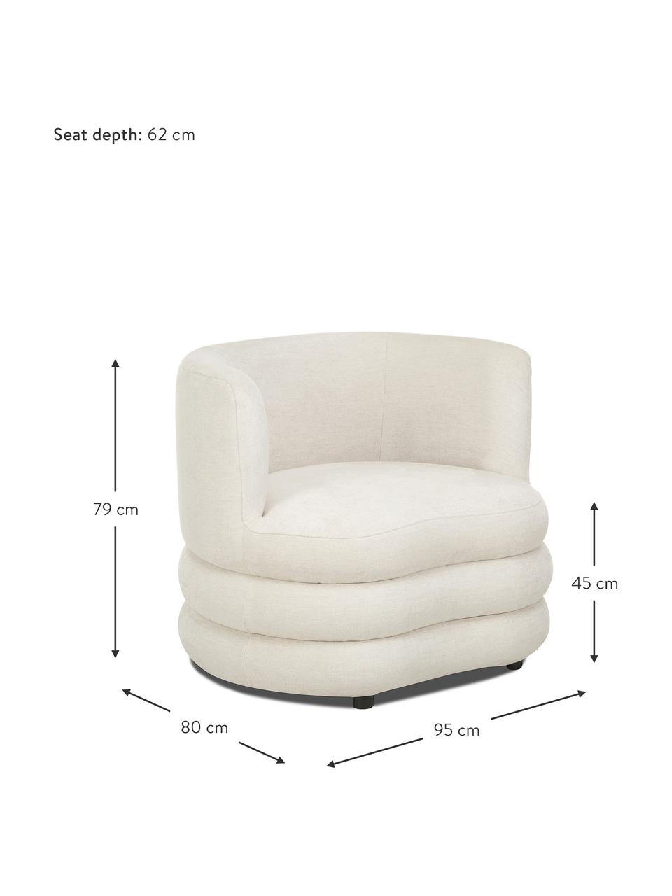 Design fauteuil Solomon, Bekleding: 56% viscose, 21% polyeste, Frame: massief sparrenhout, FSC-, Poten: kunststof., Bouclé crèmewit, B 95 x D 80 cm