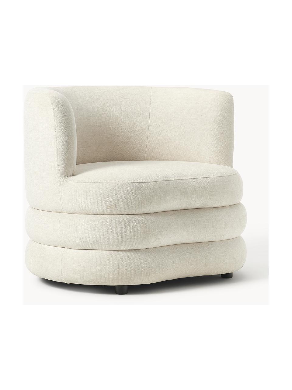 Design fauteuil Solomon, Bekleding: 56% viscose, 21% polyeste, Frame: massief sparrenhout, berk, Poten: kunststof Dit product is , Bouclé crèmewit, B 95 x D 80 cm