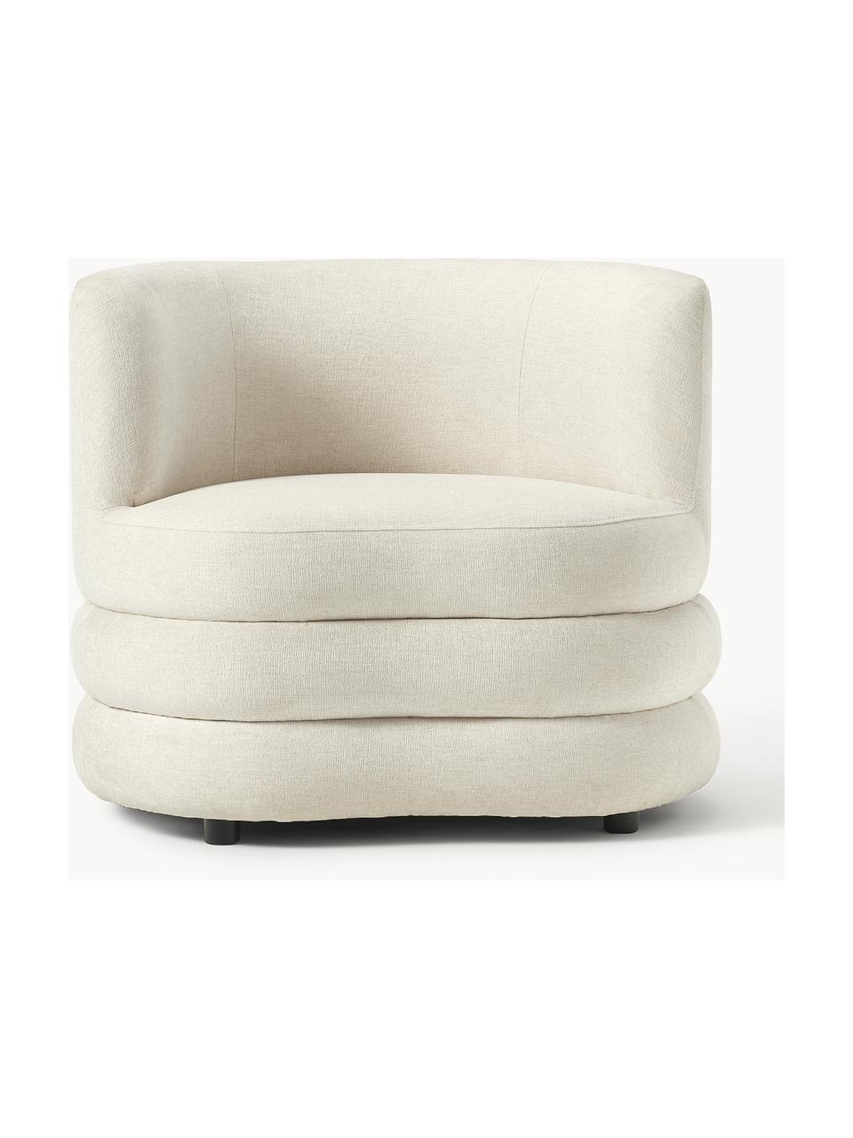 Fauteuil design en bouclette Solomon, Bouclette blanc crème, larg. 95 x prof. 80 cm