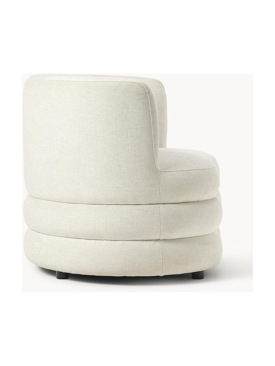 Design fauteuil Solomon, Bekleding: 56% viscose, 21% polyeste, Frame: massief sparrenhout, berk, Poten: kunststof Dit product is , Bouclé crèmewit, B 95 x D 80 cm