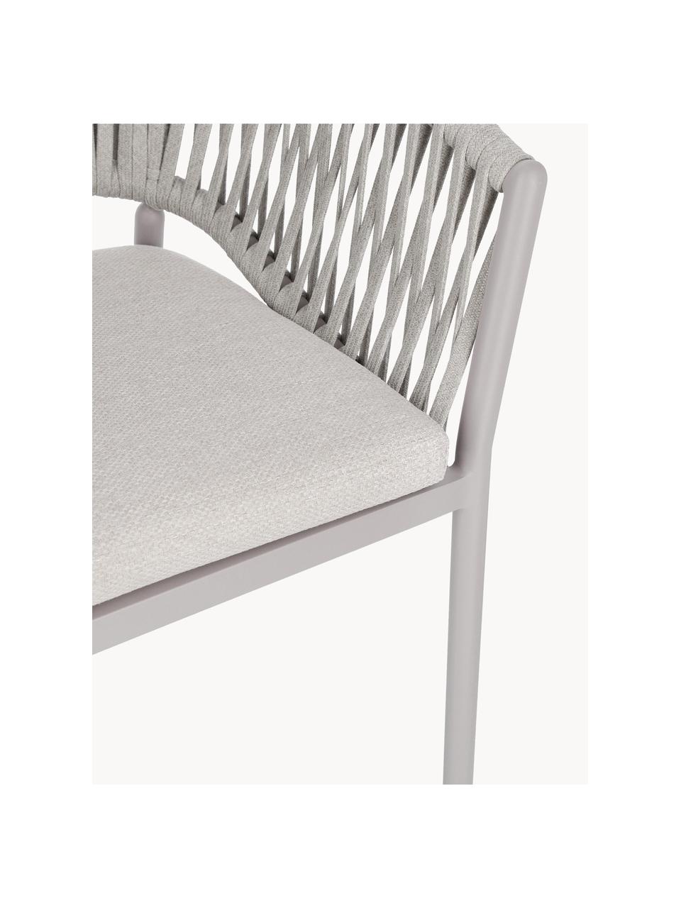 Sedia con braccioli da giardino Florencia, Rivestimento: 100% polipropilene, Struttura: alluminio verniciato a po, Tessuto beige chiaro, grigio chiaro, Larg. 57 x Prof. 60 cm