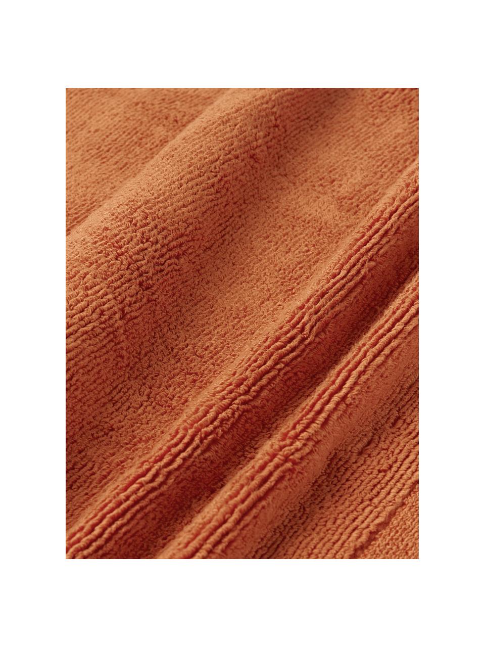 Lot de serviettes de bain avec bordure décorative Luxe, set de tailles variées, Terracotta, 3 éléments (1 serviette invité, 1 serviette de toilette et 1 drap de bain)