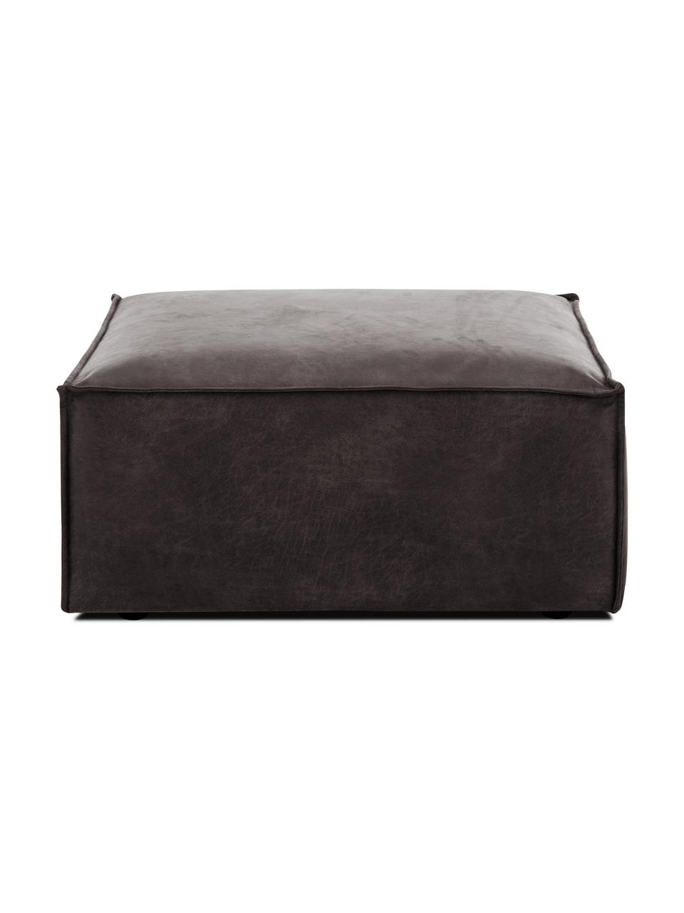 Pouf canapé en cuir recyclé Lennon, Cuir brun-gris, larg. 88 x haut. 43 cm