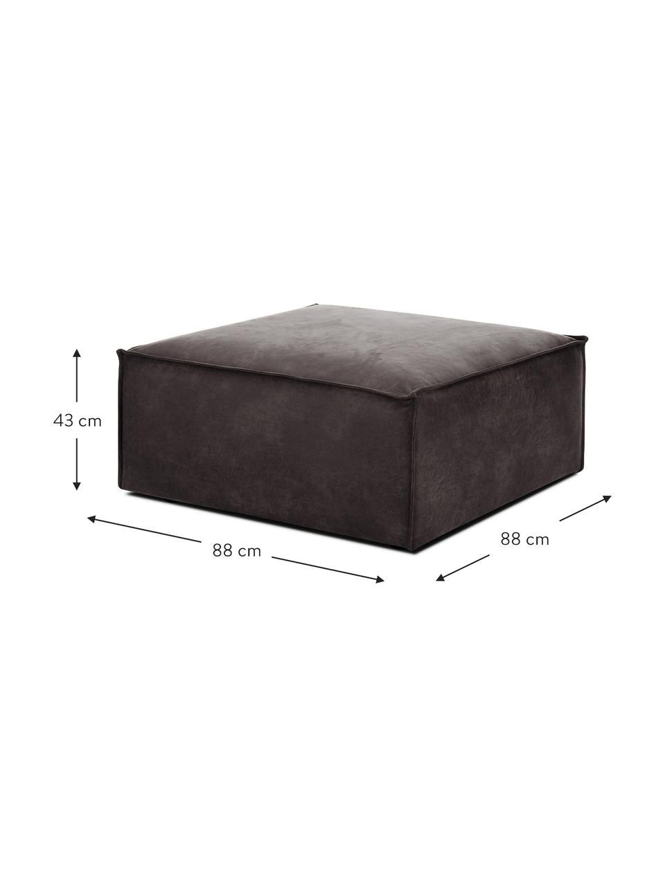 Pouf canapé en cuir recyclé Lennon, Cuir brun-gris, larg. 88 x haut. 43 cm