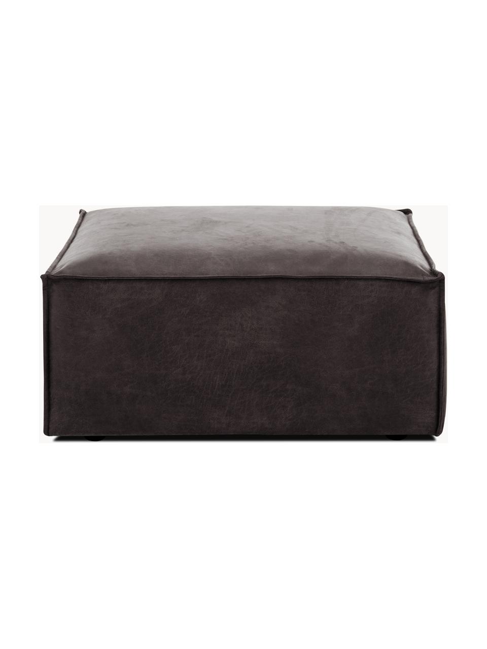 Pouf en cuir recyclé Lennon, Cuir taupe, larg. 88 x prof. 88 cm