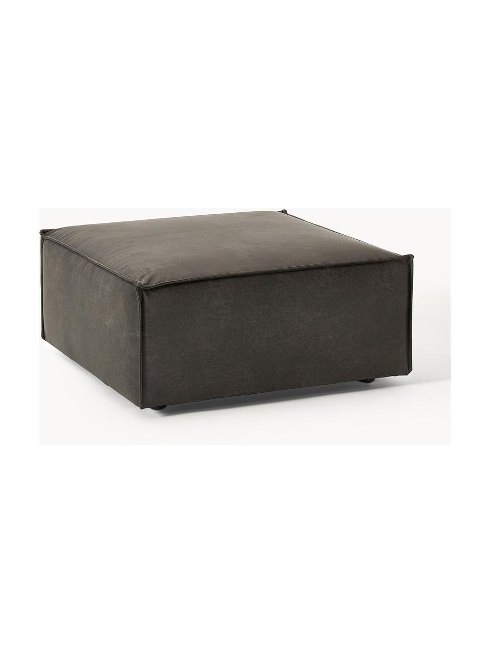 Pouf en cuir recyclé Lennon, Cuir taupe, larg. 88 x prof. 88 cm