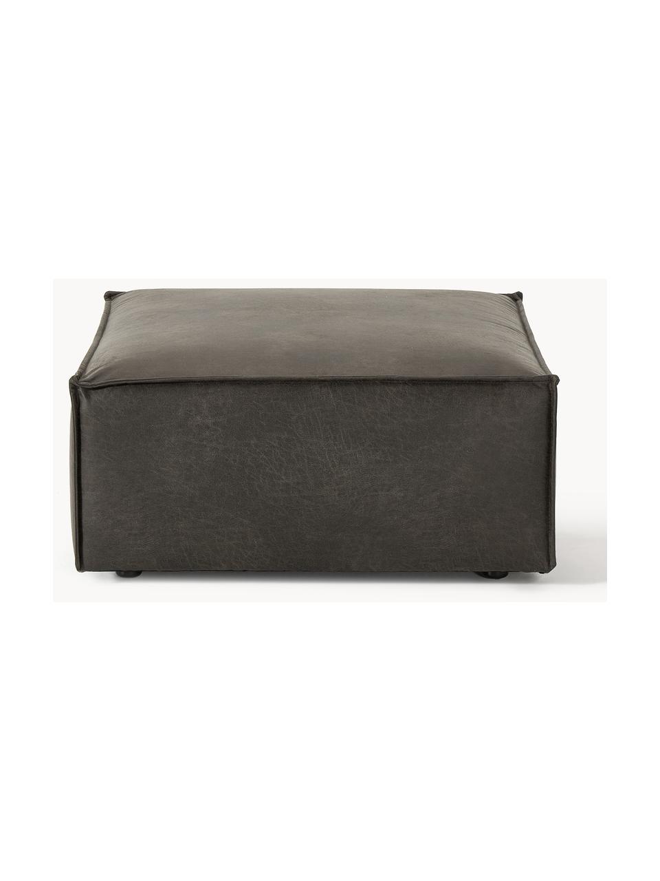 Pouf en cuir recyclé Lennon, Cuir taupe, larg. 88 x prof. 88 cm