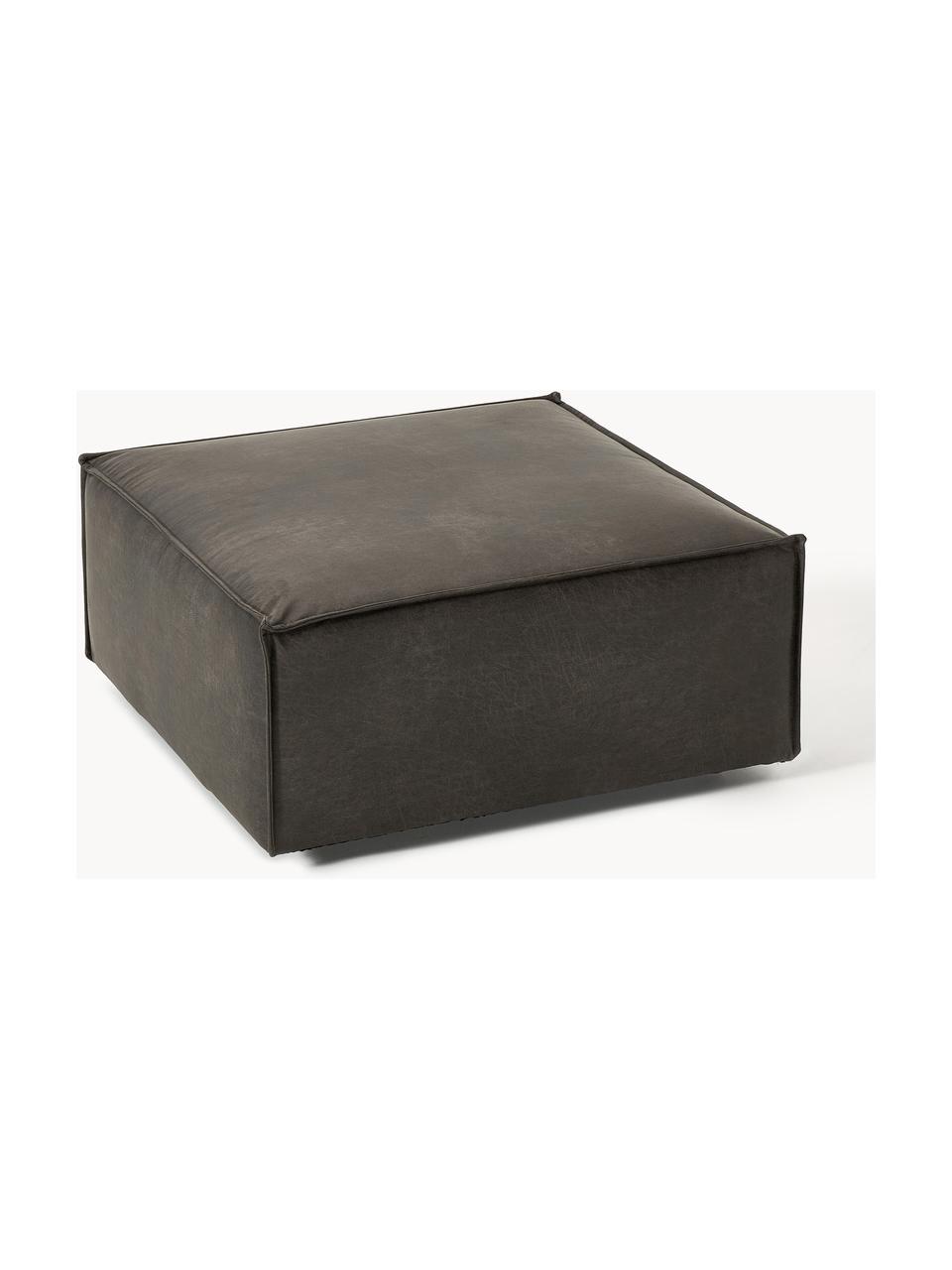 Reposapiés puf de cuero reciclado Lennon, Tapizado: cuero reciclado (70% cuer, Estructura: madera maciza, madera con, Patas: plástico Este producto es, Cuero gris pardo, An 88 x F 88 cm