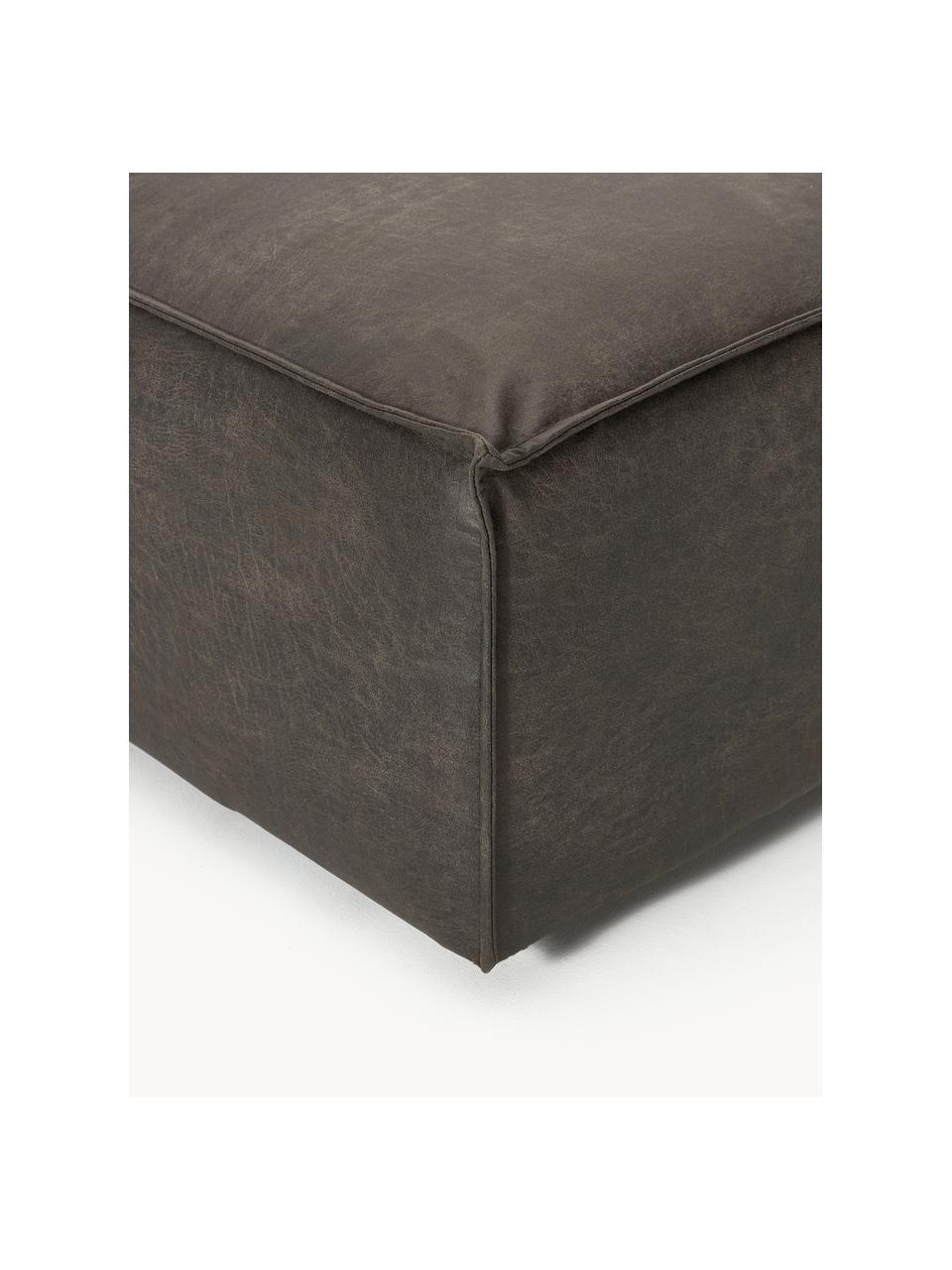 Pouf en cuir recyclé Lennon, Cuir taupe, larg. 88 x prof. 88 cm