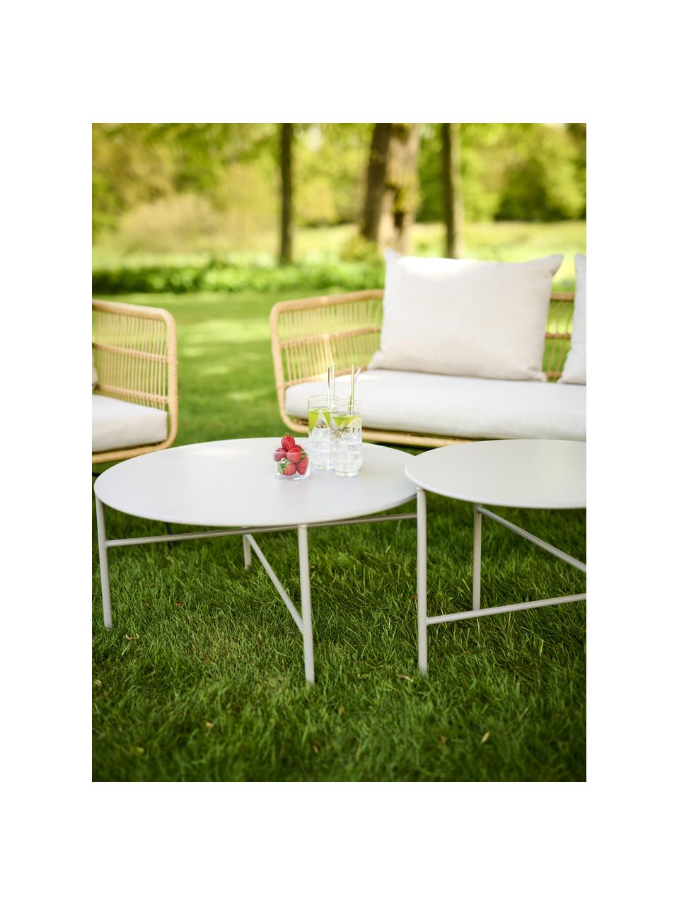 Table basse de jardin en métal Vitus, Métal, enduit, Beige clair, Ø 70 x haut. 35 cm