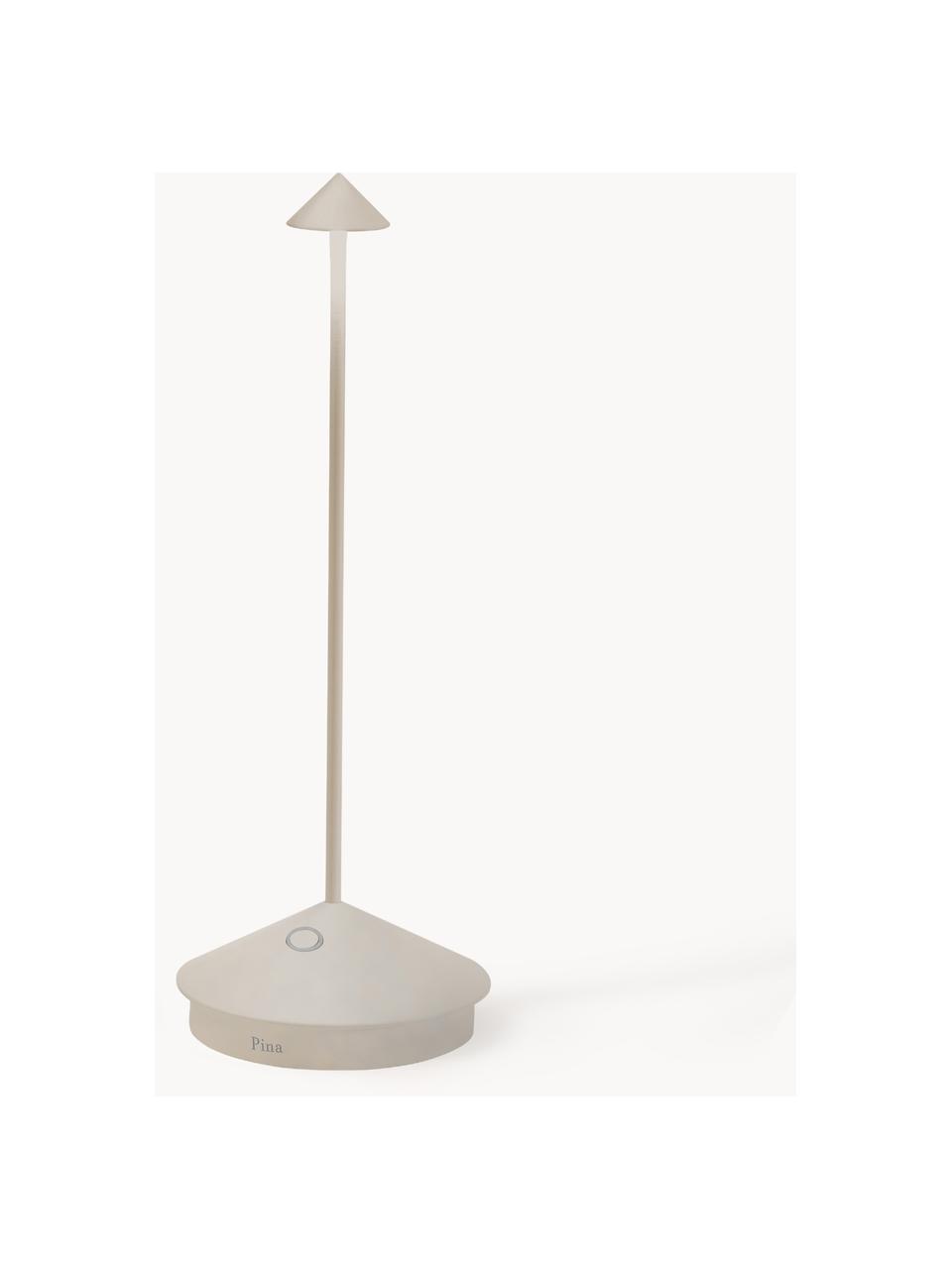 Kleine mobile LED-Tischlampe Pina, dimmbar, Beige, Ø 11 x H 29 cm