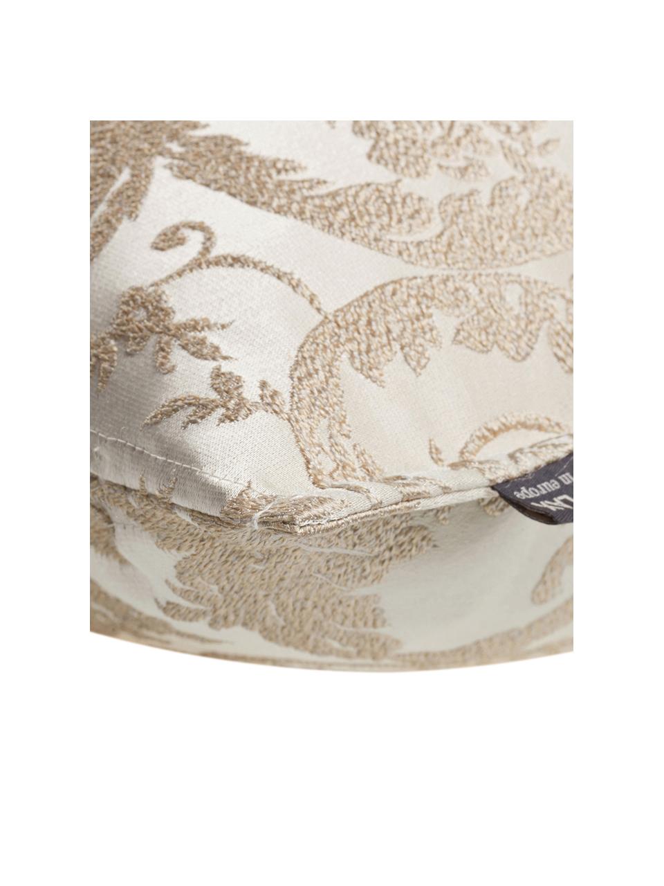 Schimmernde Kissenhülle Astoria mit Ornament-Stickerei, 75% Polyester, 25% Baumwolle, Beige, B 40 x L 40 cm