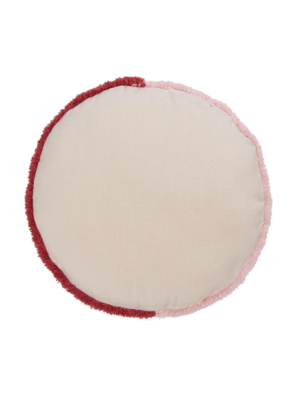 Flauschiges rundes Kissen Ariel, Bezug: 100 % Baumwolle, Rot, Rosa, Ø 35 cm