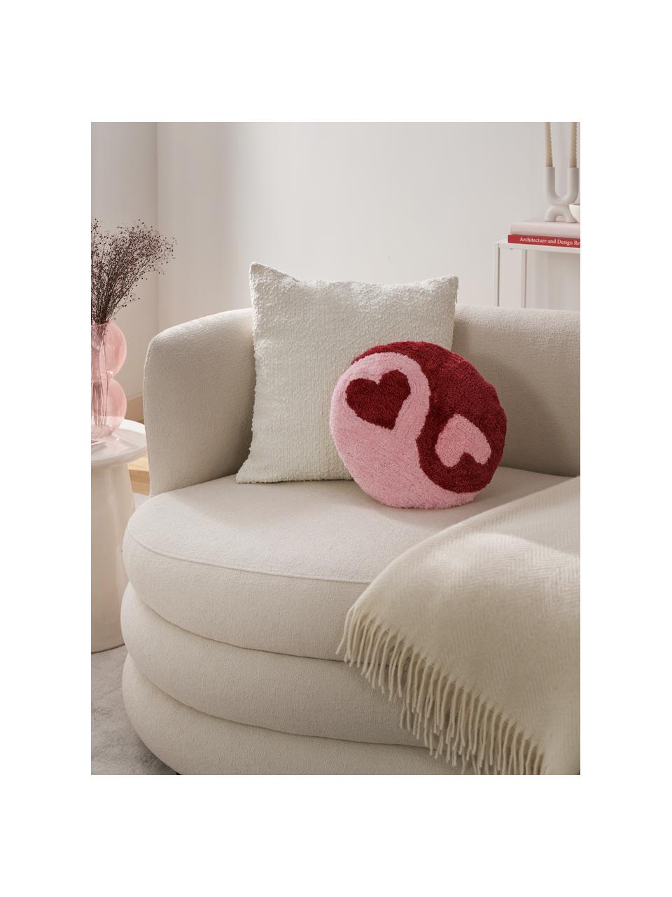 Coussin rond capitonné Ariel, Rouge, rose, Ø 35 cm