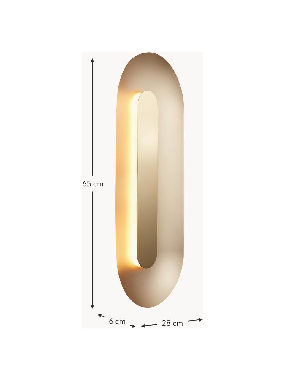 Große dimmbare LED-Wandleuchte Sasi, Metall, beschichtet, Goldfarben, B 28 x H 65 cm