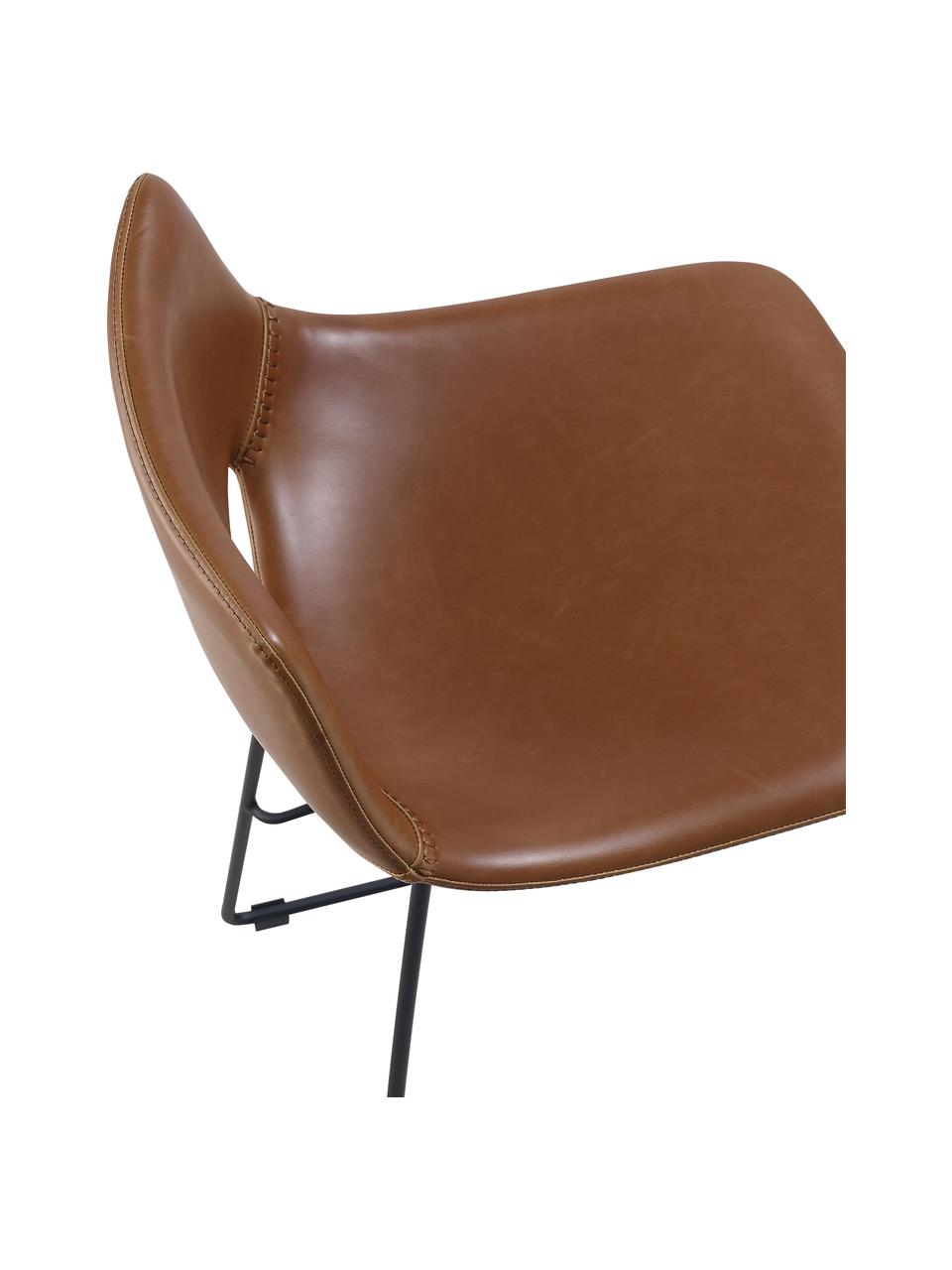 Kunstleder-Barstühle Zahara, 2 Stück, Sitzfläche: Kunstleder, Beine: Metall, lackiert, Kunstleder Braun, Schwarz, B 47 x H 98 cm