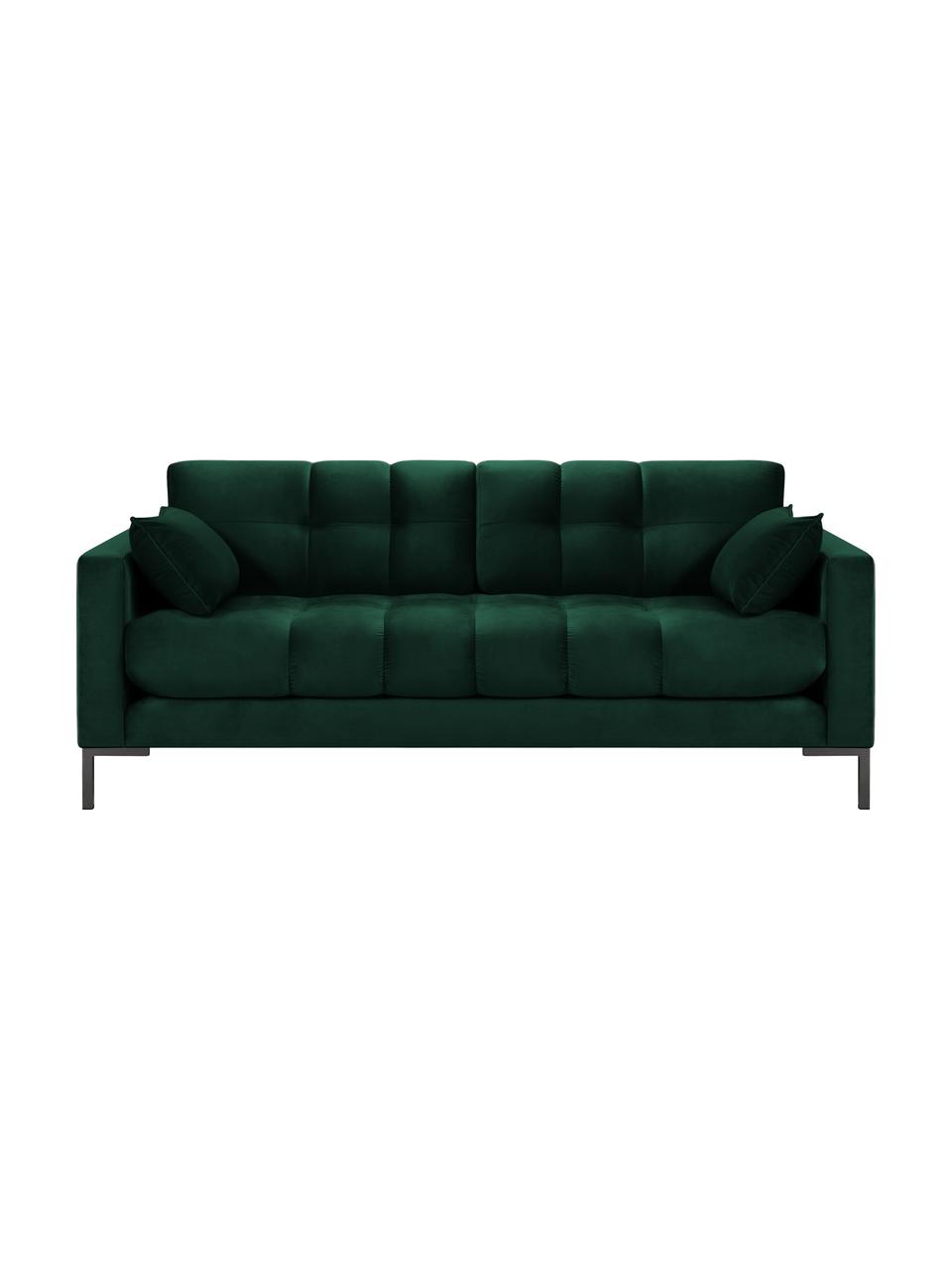 Sofa z aksamitu Mamaia (2-osobowa), Tapicerka: aksamit poliestrowy Dzięk, Stelaż: lite drewno sosnowe, skle, Nogi: metal lakierowany, Leśny zielony, S 177 x G 92 cm