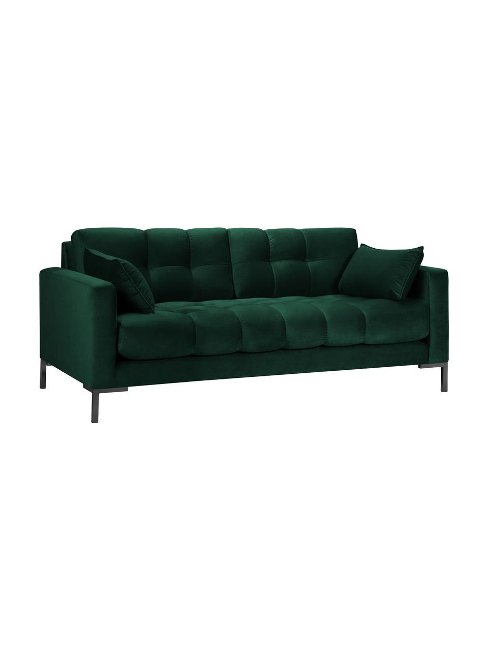 Sofa z aksamitu Mamaia (2-osobowa), Tapicerka: aksamit poliestrowy Dzięk, Stelaż: lite drewno sosnowe, skle, Nogi: metal lakierowany, Leśny zielony, S 177 x G 92 cm