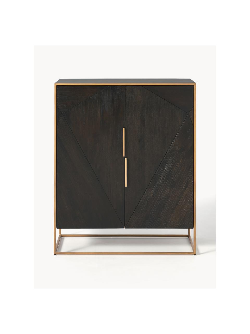 Credenza alta in legno di mango Harry, Legno di mango, dorato, Larg. 100 x Alt. 120 cm