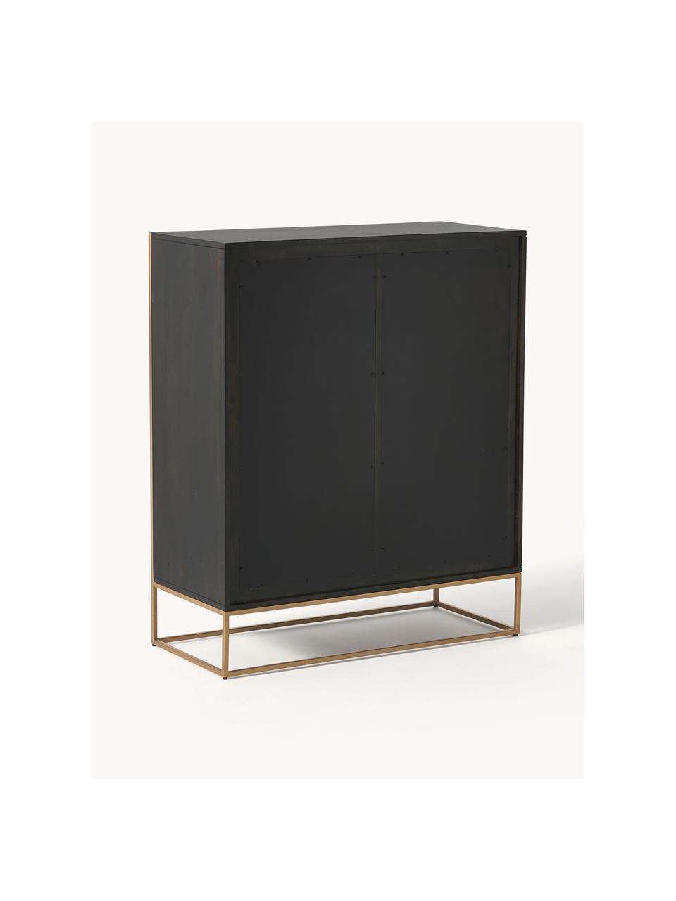 Credenza alta in legno di mango massiccio Harry, Legno di mango, dorato, Larg. 100 x Alt. 120 cm