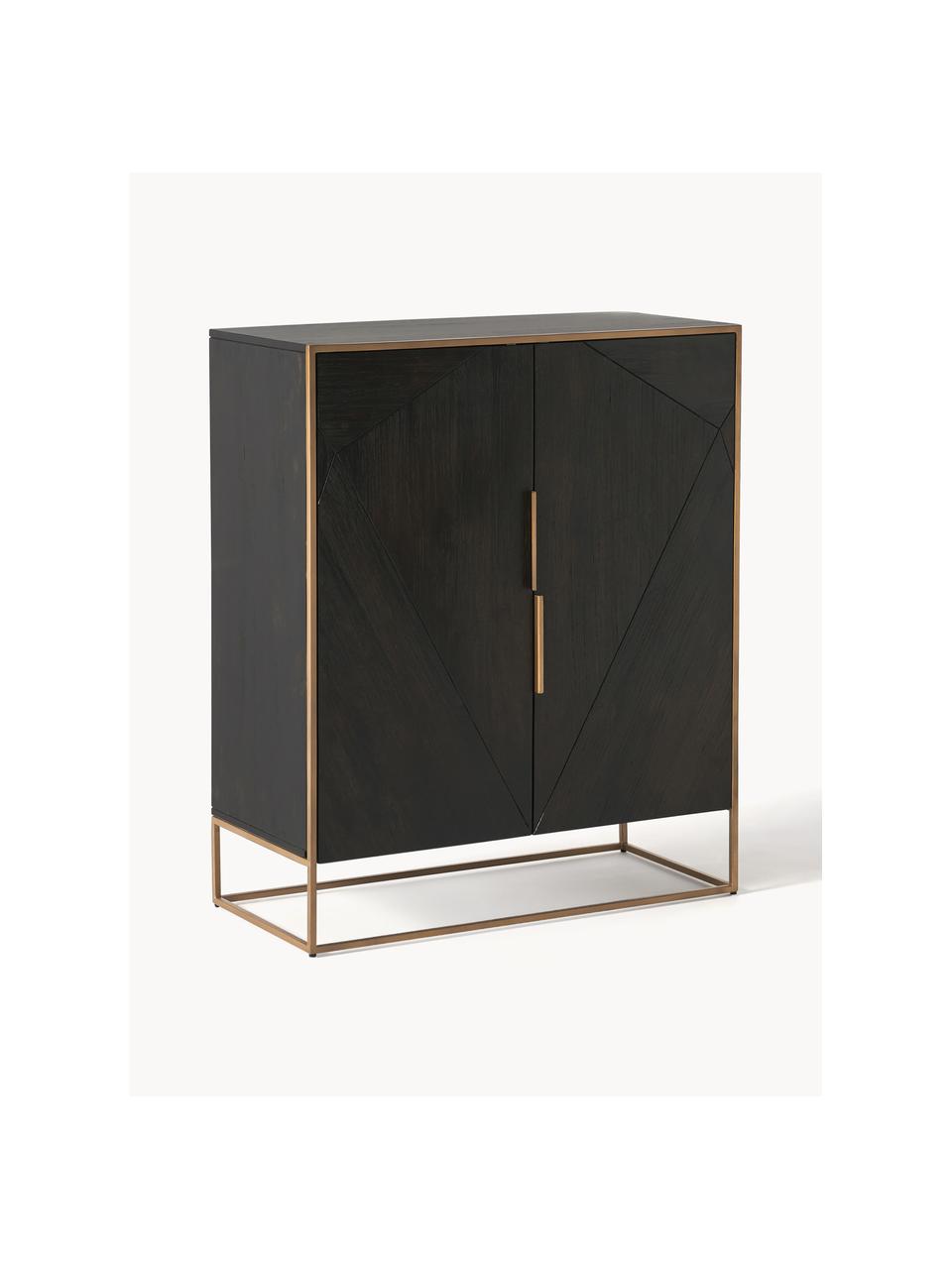 Highboard Harry aus Mangoholz, Korpus: Massives Mangoholz, lacki, Mangoholz, Goldfarben, B 100 x H 120 cm