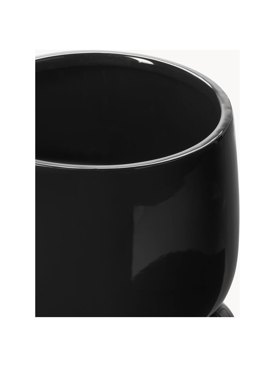 Macetero Olea, Cerámica de gres, Negro brillante, Ø 24 x Al 26 cm