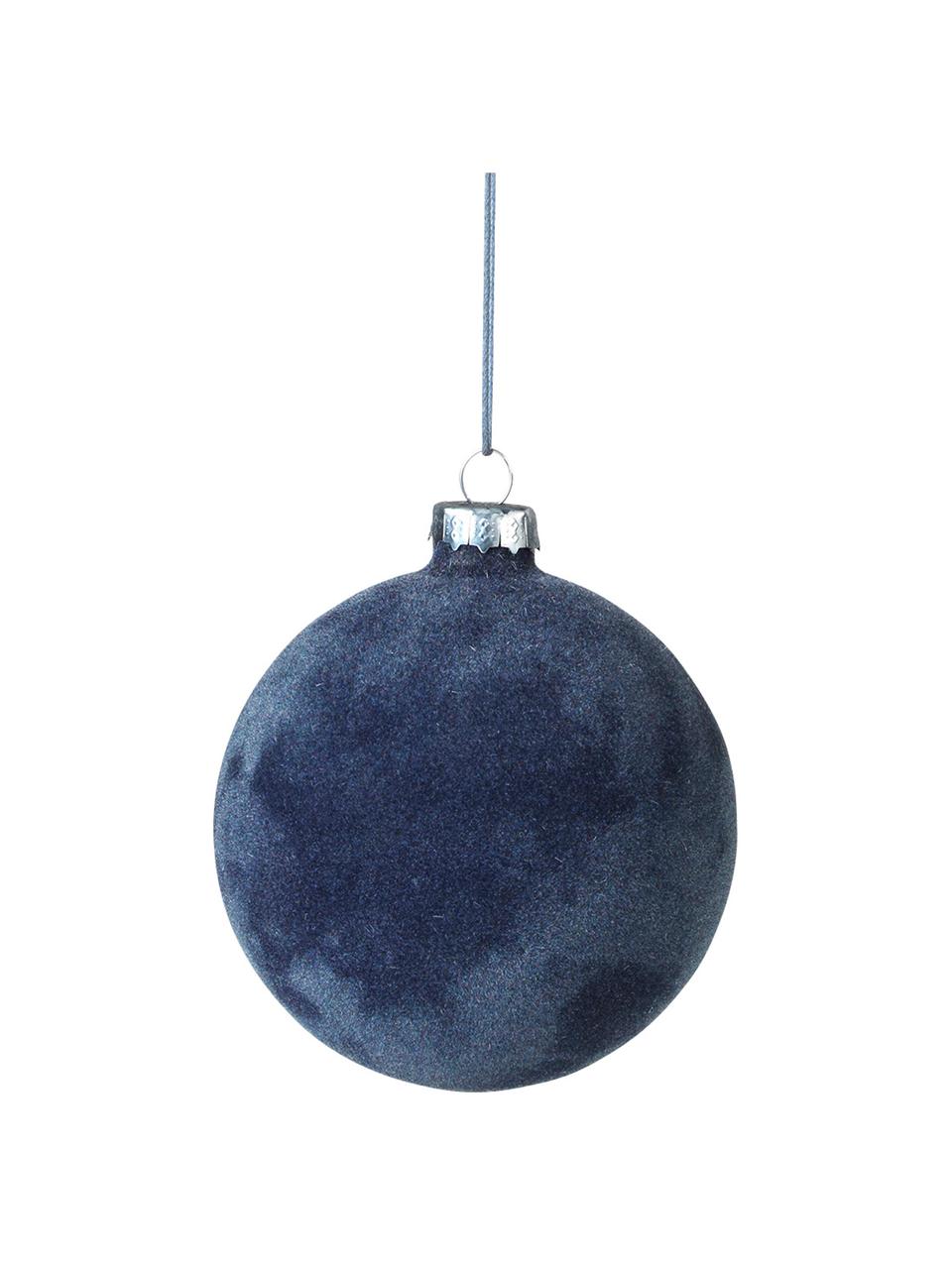 Boule de Noël velours Alcan, 3 pièces, Bleu foncé, Ø 10 cm