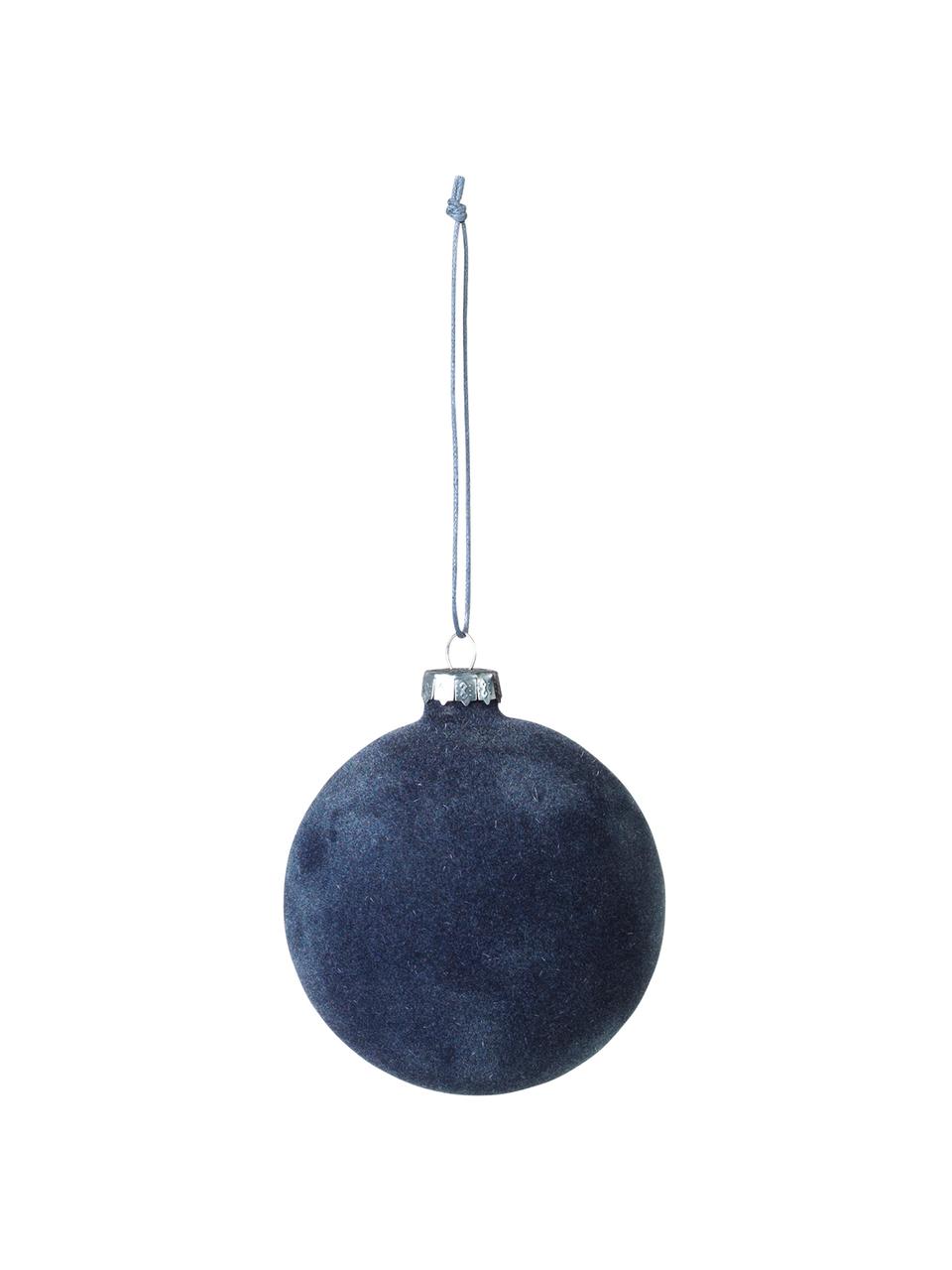 Bolas de Navidad de terciopelo Alcan, 3 uds., Azul oscuro, Ø 10 cm