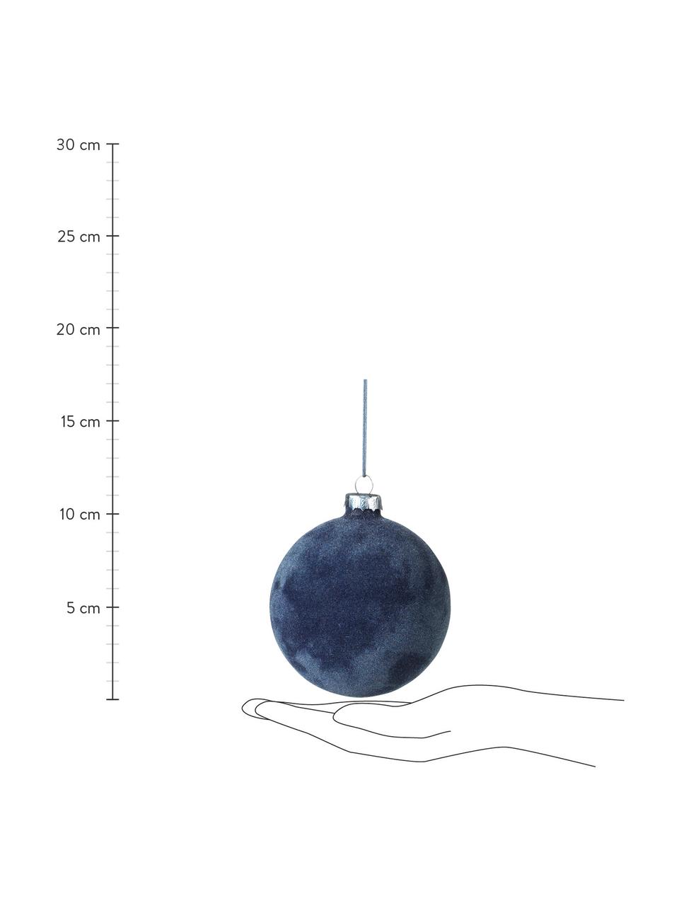 Samt-Weihnachtskugeln Alcan, 3 Stück, Dunkelblau, Ø 10 cm