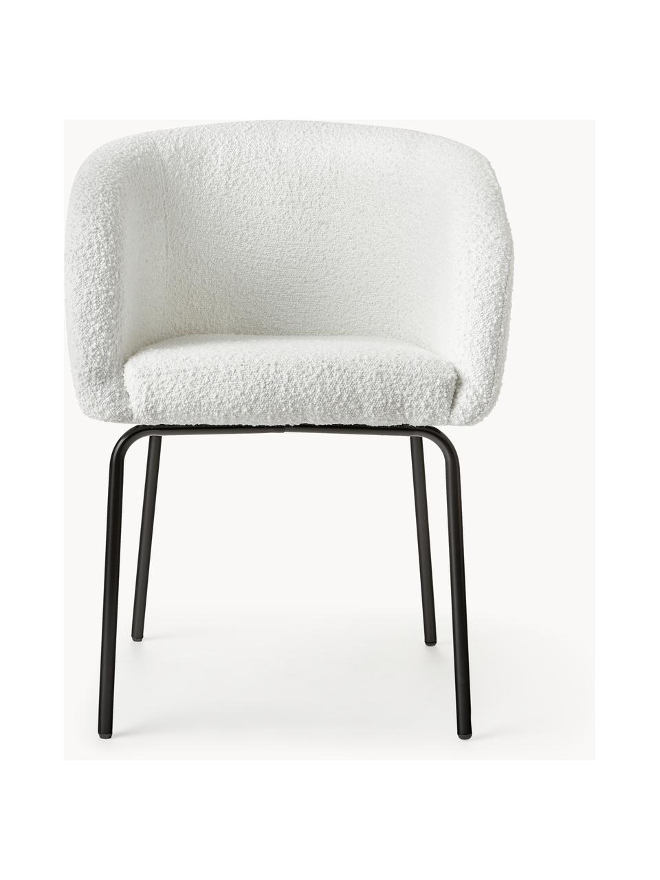 Chaises rembourrées en tissu bouclé Alani, 2 pièces, Bouclé blanc, larg. 58 x haut. 78 cm