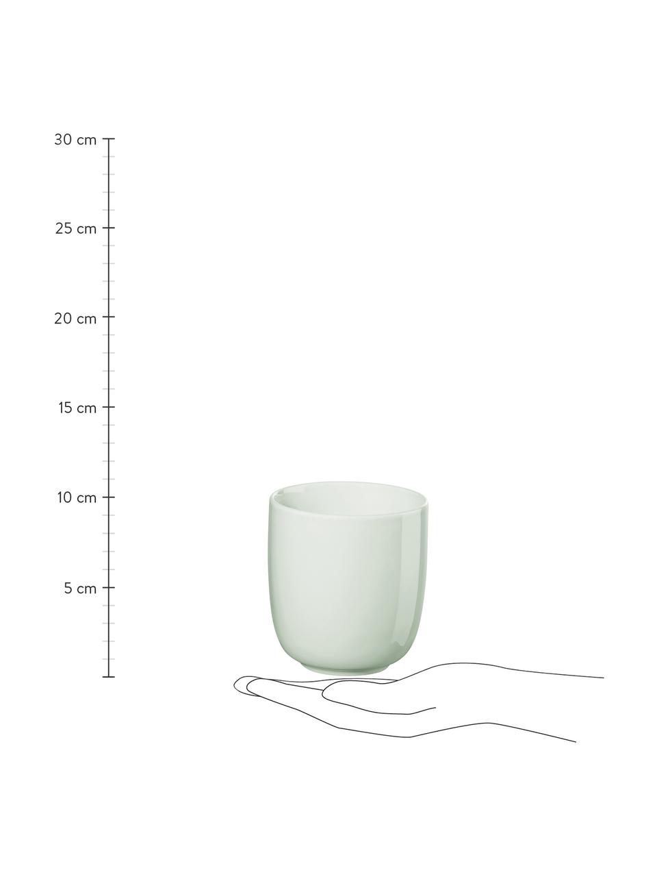 Tazza senza manico in porcellana verde menta lucida Kolibri 6 pz, Porcellana, Bianco, Ø 9 x Alt. 10 cm