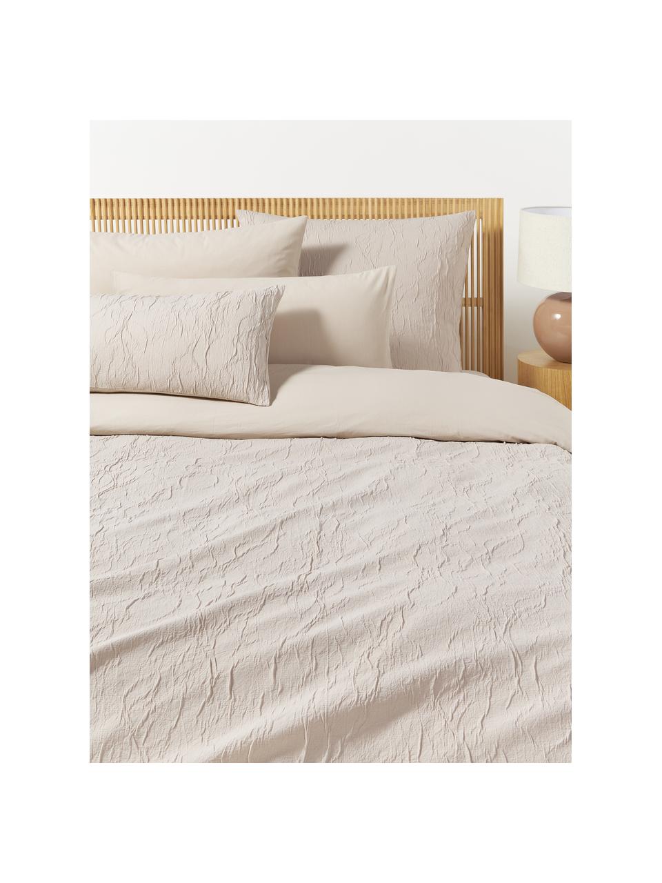 Housse de couette en percale de coton Leonora, Beige clair, larg. 200 x long. 200 cm