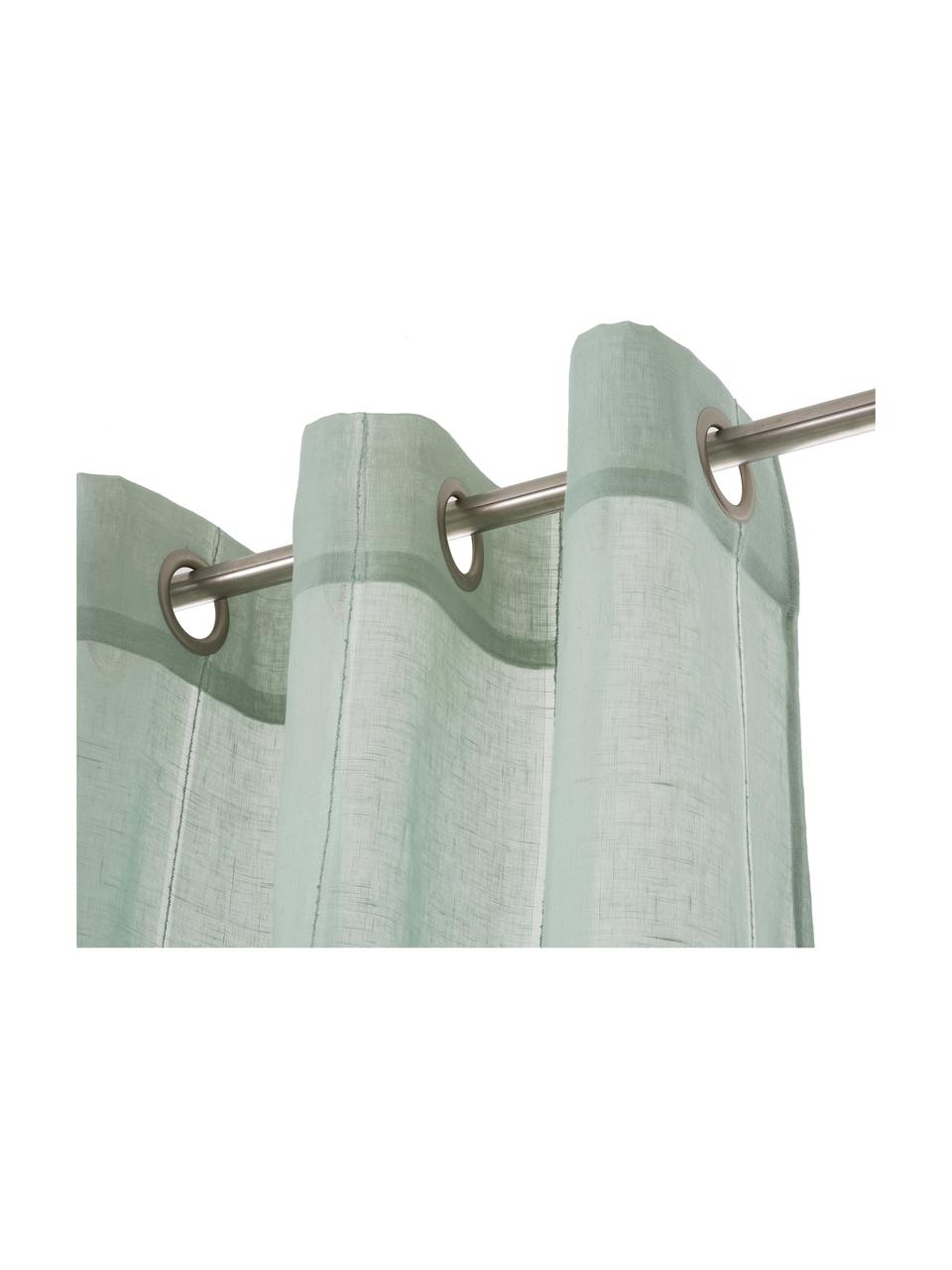 Cortinas Julie, 2 uds., Ojales: metal, Verde, An 140 x L 280 cm