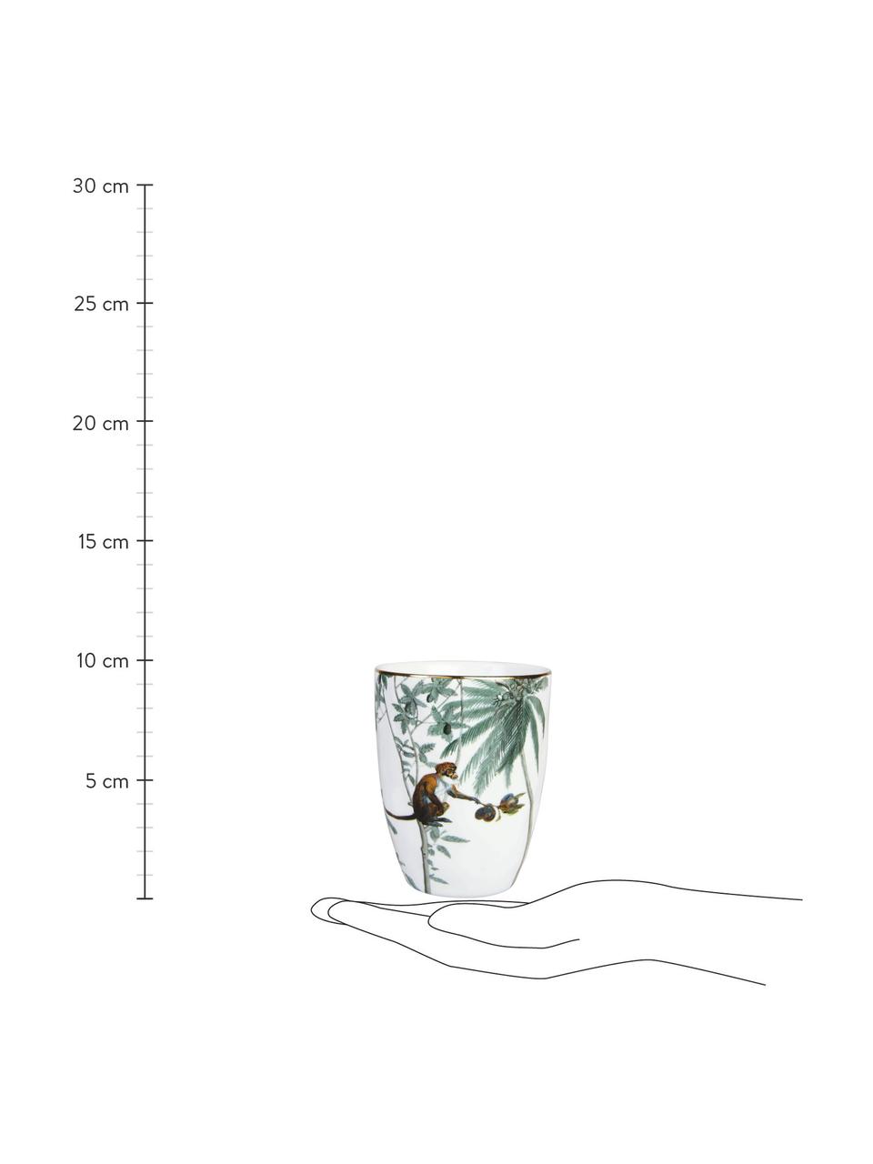 Beker Animaux met tropisch motief, 4-delig, Porselein, Meerkleurig, Ø 8 x H 10 cm