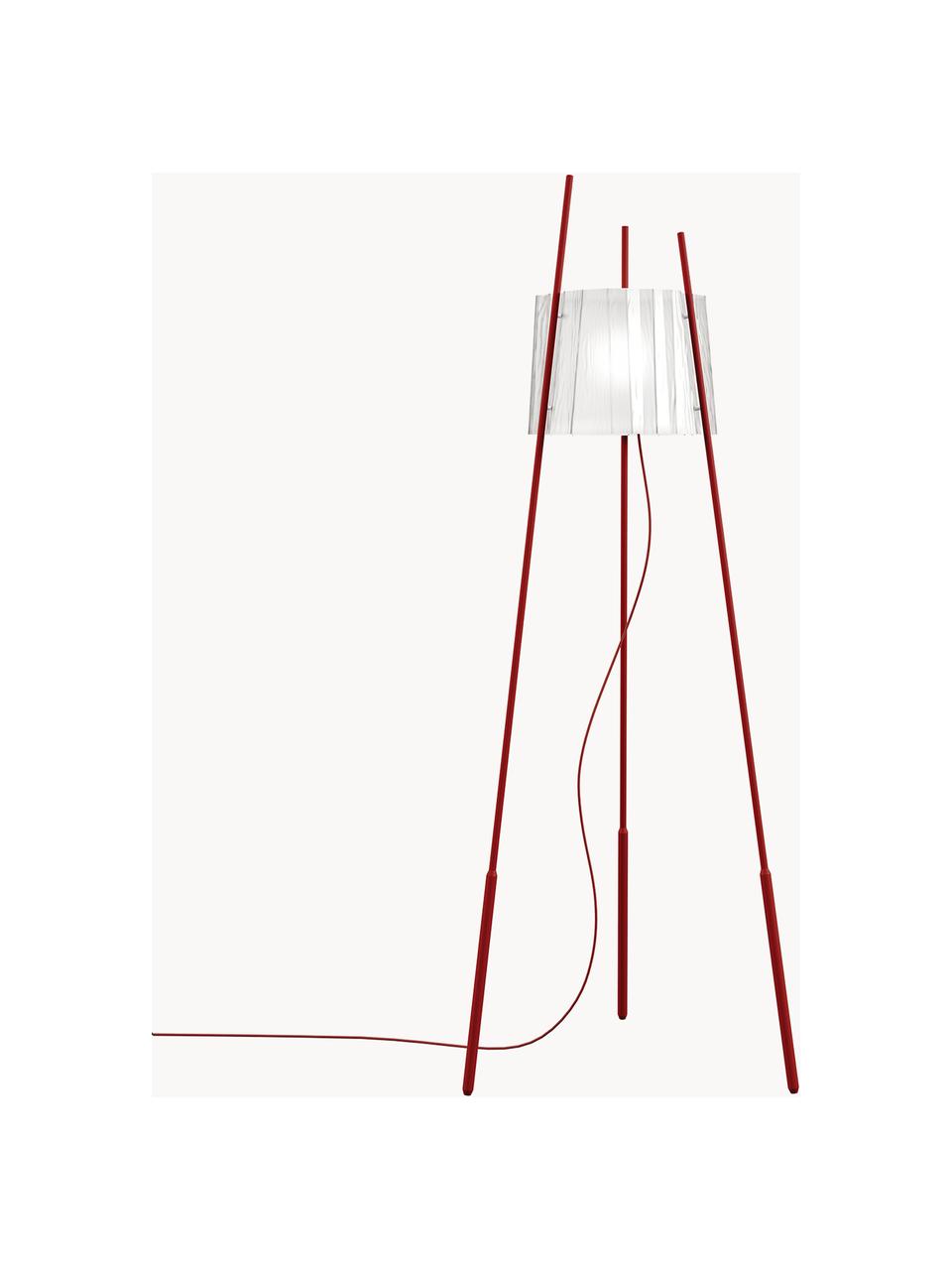 Lámpara de pie soplada artesanalmente regulable Tyla, Estructura: acero, Pantalla: vidrio soplado artesanalm, Cable: plástico, Rojo, Al 165 cm