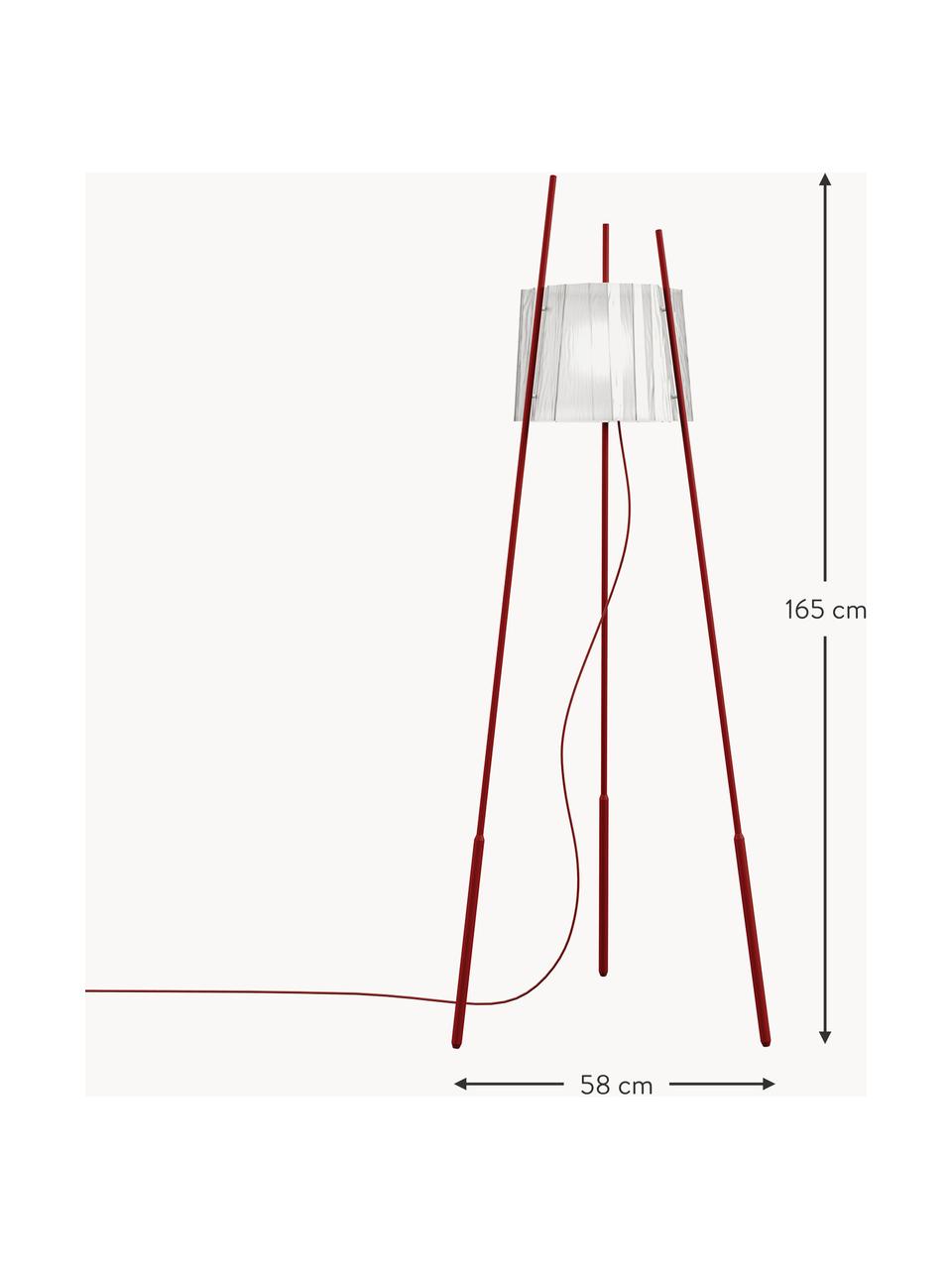 Dimmbare Tripod Stehlampe Tyla, mundgeblasen, Lampenschirm: Glas, mundgeblasen, Rot, H 165 cm