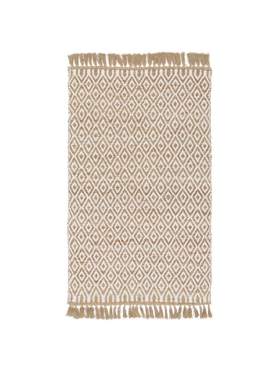 Handgemaakt juten vloerkleed Ramos, 100% jute, Beige, B 80 x L 150 cm (maat XS)