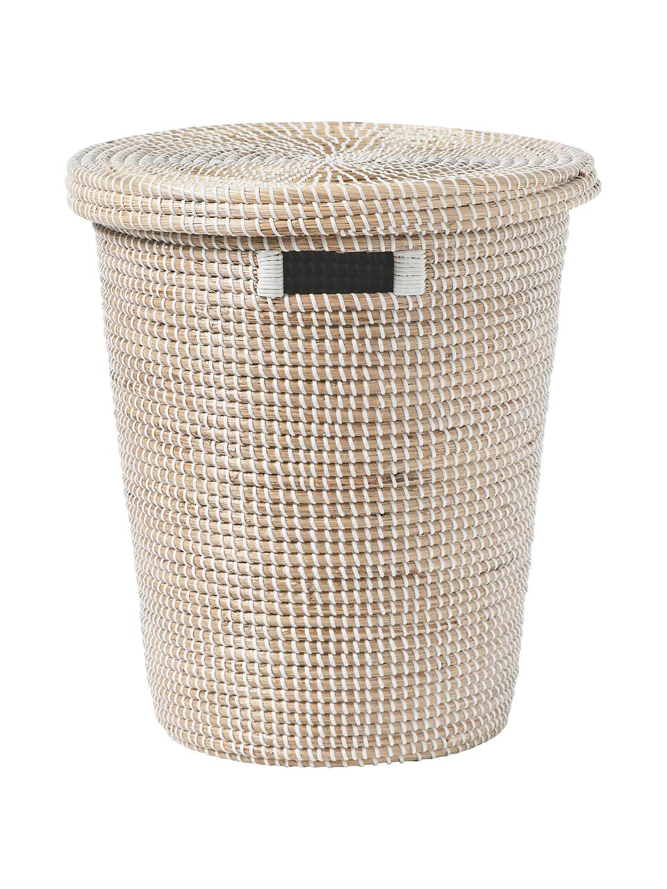 Cesto portaoggetti in fibra naturale con coperchio Aleya, Alghe, plastica, Beige, Ø 40 x Alt. 53 cm